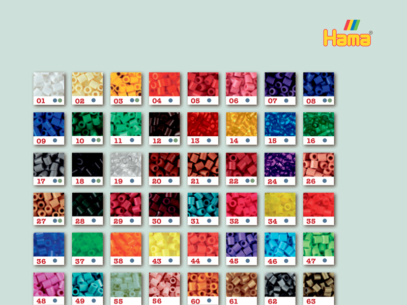 Carta de colores en orden numérico: Midi y Mini